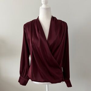 She + Sky Deep Burgundy Wrap Blouse